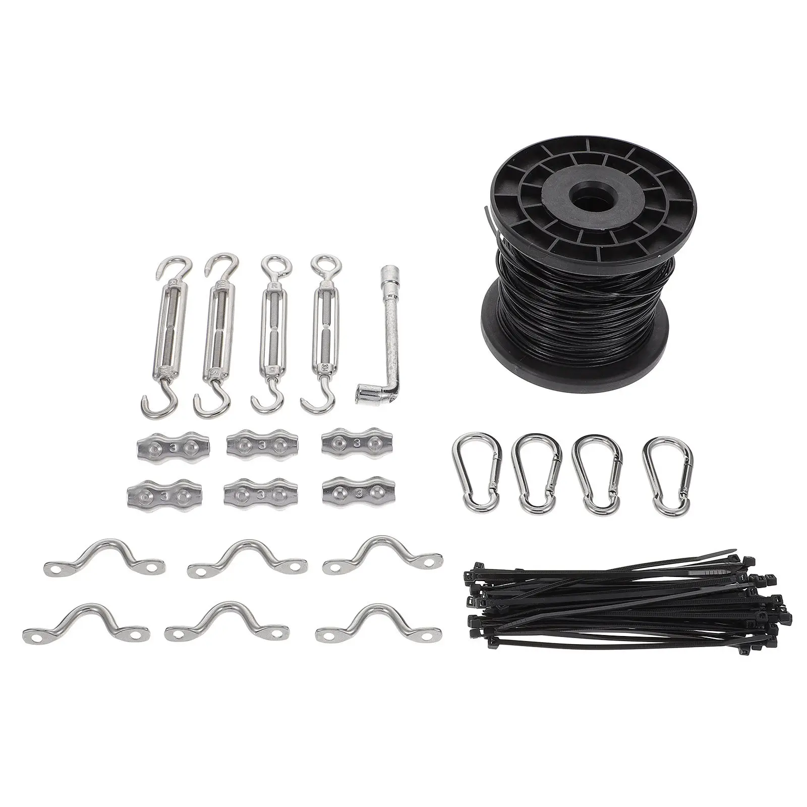 1Set Outdoor String Light Hanging Kit Stainless Steel Wire Rope Cable Tensioner Kit for Tent Ropes Washing Lines Deck Railing