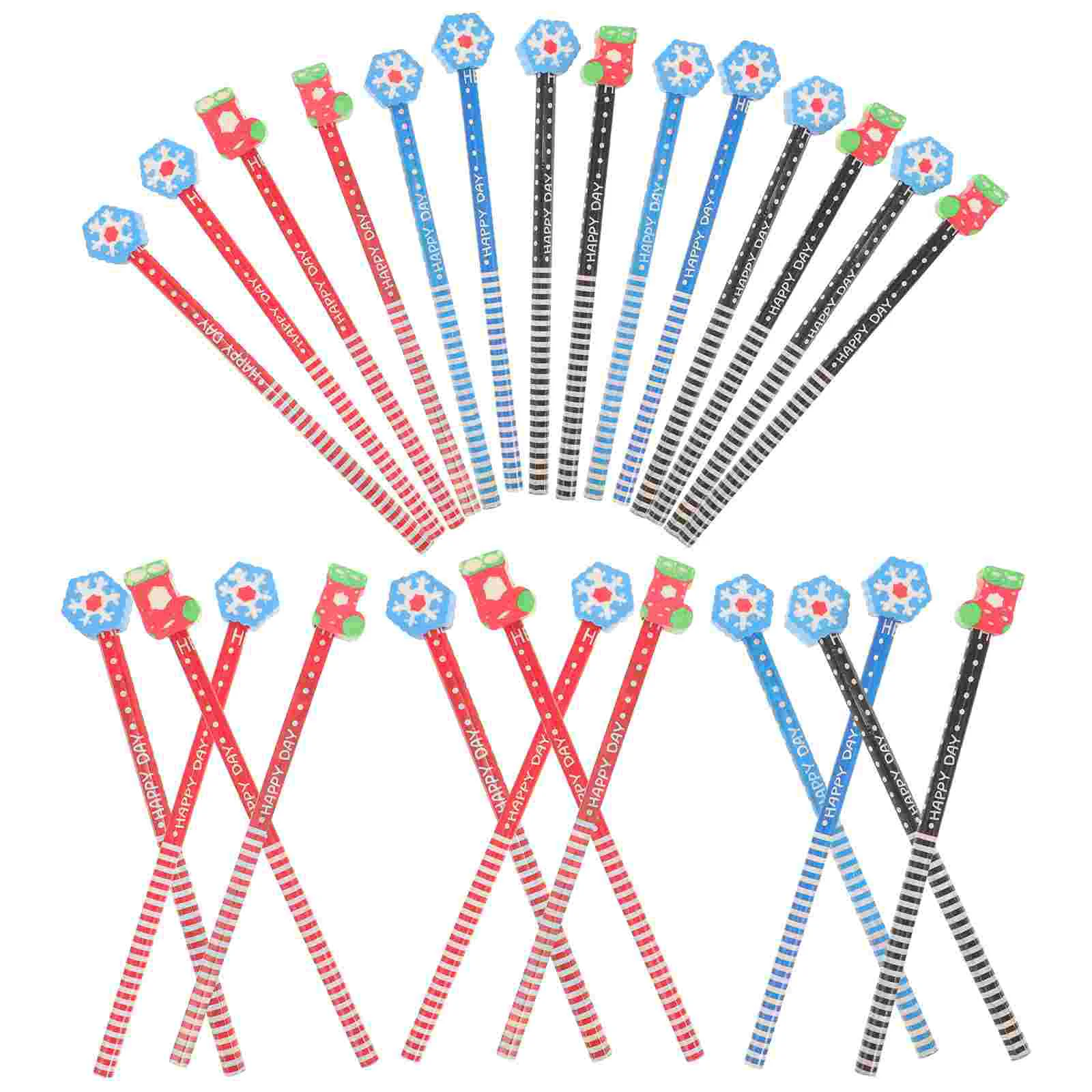 24 Pcs The Gift Pencil for Kids with Eraser Christmas Writing Flexible Equipment Pupils