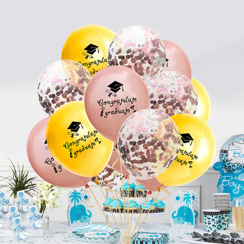 

15 Pcs Number Balloons Alphabet Congratulate Letter Ballons Sequins Graduation Decoration