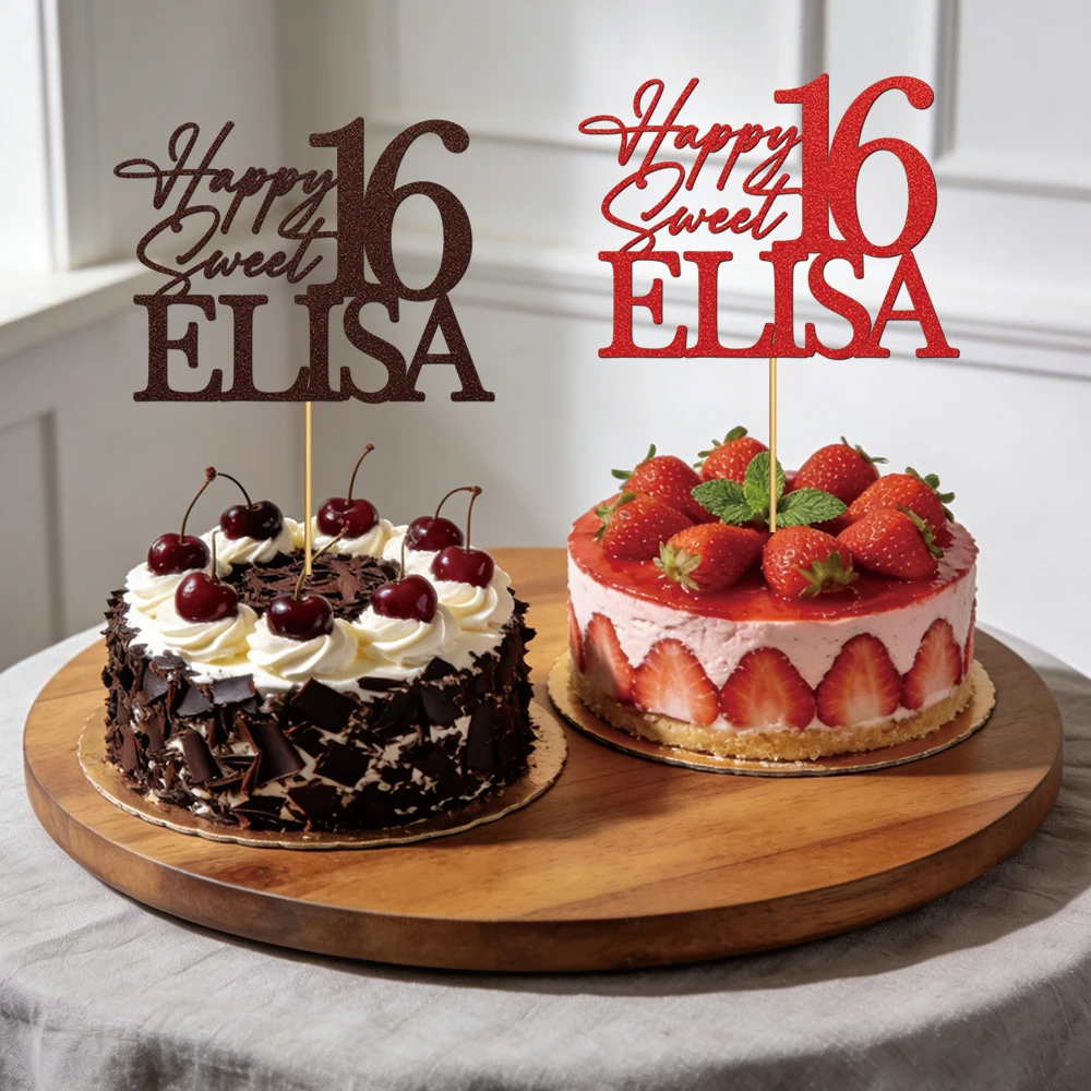 1 Stück personalisierter Glitzer-Kuchenaufsatz mit Text und mehreren Farben, geeignet für Geburtstage, Abschlussfeiern, Hochzeiten – Detail 5