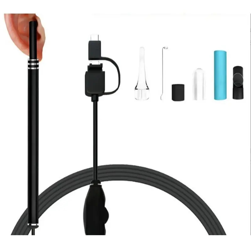 B44C LED Endoscope Camera Earwax Cleaning Mobile Otoscope Borescope Ear Camera Scope Ear Pick