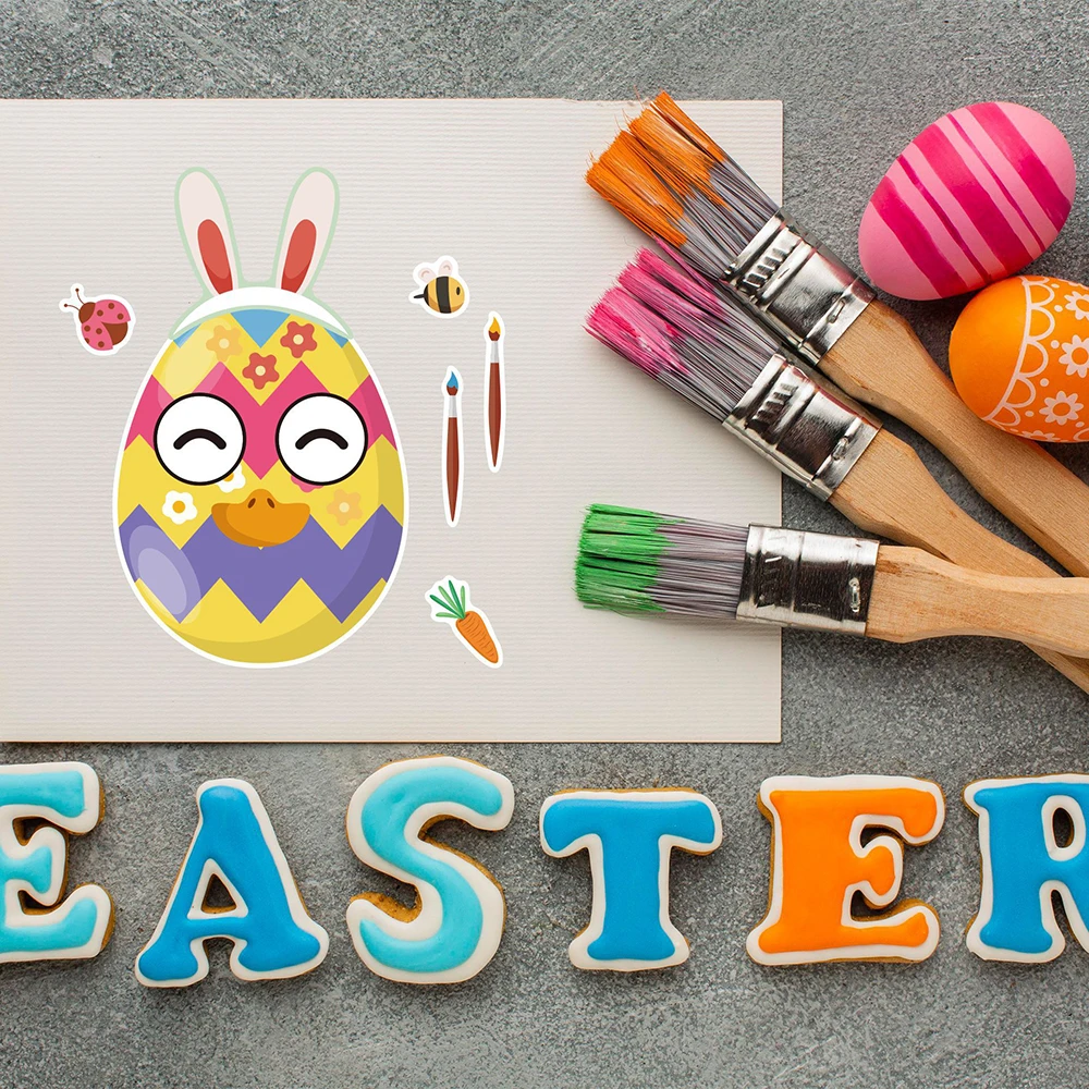 6/12Sheets Children DIY Easter Puzzle Stickers Make-a-Face Cute Animals   Cartoon Decals Jigsaw Toys For Kids Educational Gift
