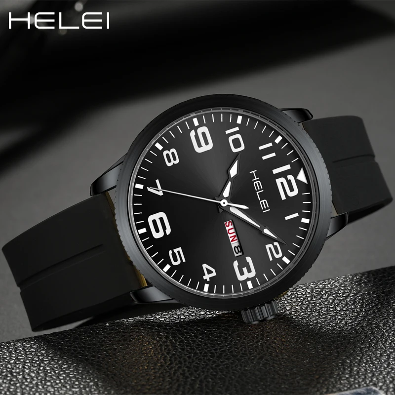 ساعات كوارتز فاخرة للرجال من HELEI مع عرض للتقويم والأسبوع ، ساعة يد مقاومة للماء ، هدايا للرجال ، أزياء
