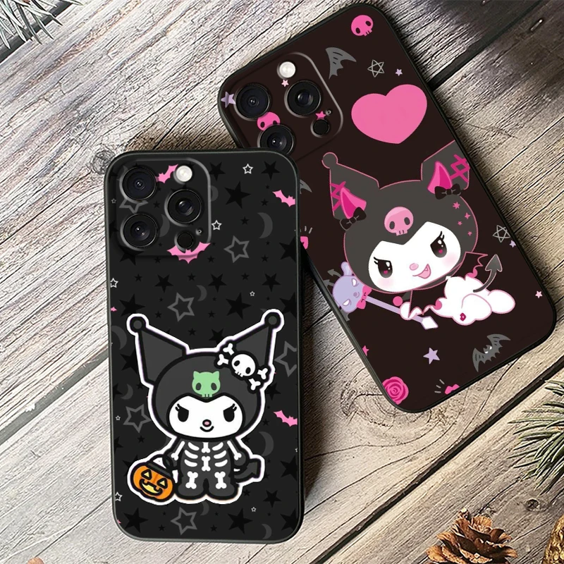 Sanrio Kuromi Melodie Voortreffelijk Voor Iphone 15 14 13 12 11 Xs Xr X 8 7 Se Pro Max Plus Mini Zwart Zacht Telefoonhoesje