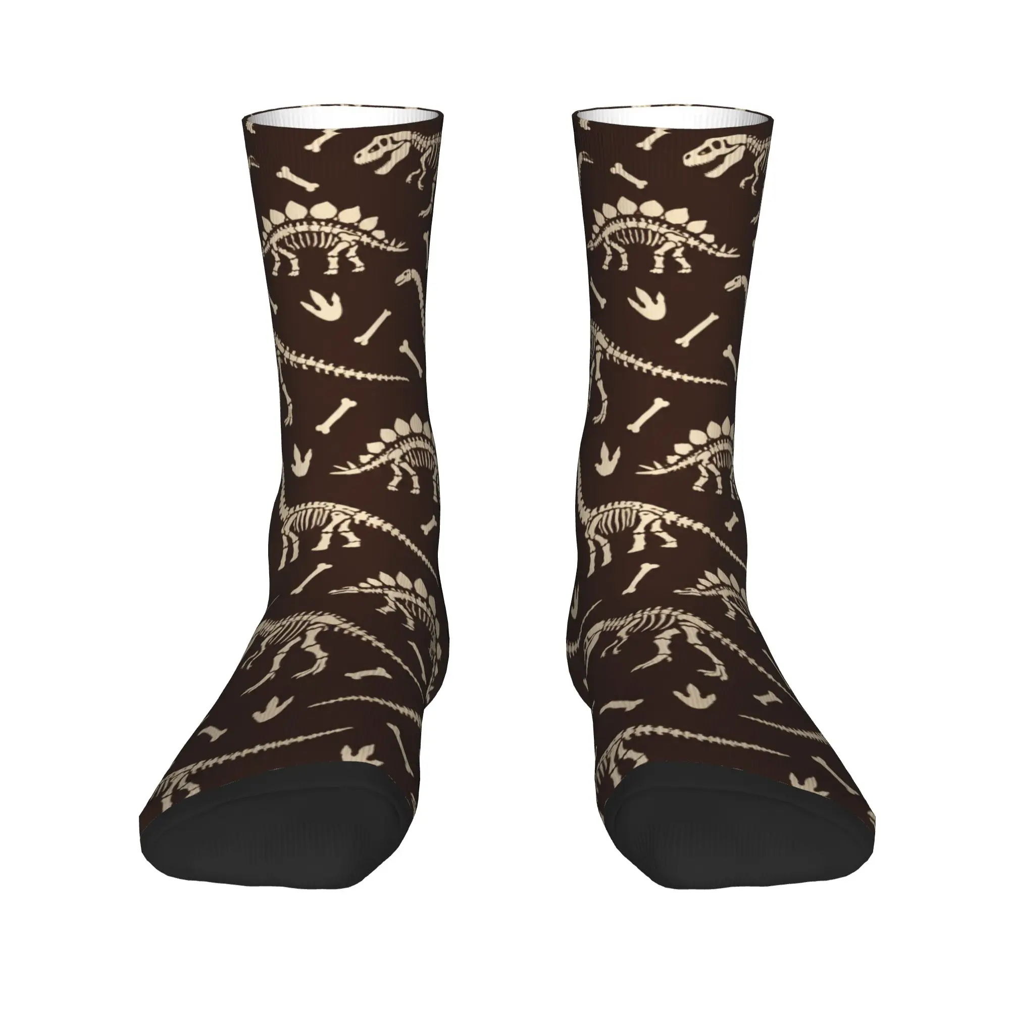 Unisex Men Socks Novelty Retro Fossil Pattern Dinosaur Skeleton Print  Stockings Autumn Modern Medium Soft Socks Anti Slip Socks