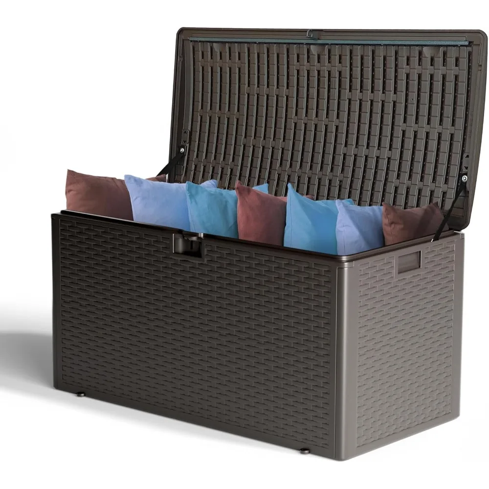 

73-Gallon All-Weather Deck Box, Lockable Waterproof Resin Storage with UV Resistance for Patio Furniture, Garden Tools, and Pool