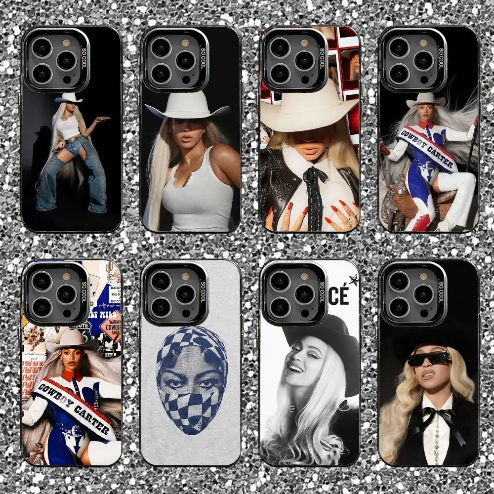 

B-Beyonce Cowboy Texas Hold Em Phone Case For iPhone 16,15,14,13,12,11,Pro,XS,Max,Plus,Mini,SE Black Candy Matte Shockproof Case
