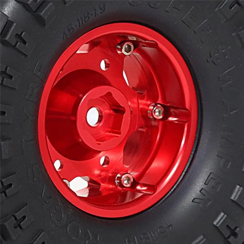 FBIL-4Pcs Metal 1.9In Beadlock Wheel Rim Wheel Hub For 1/10 RC Crawler Car Axial SCX10 Pro Capra TRX4 RC4WD/D90 Redcat Black