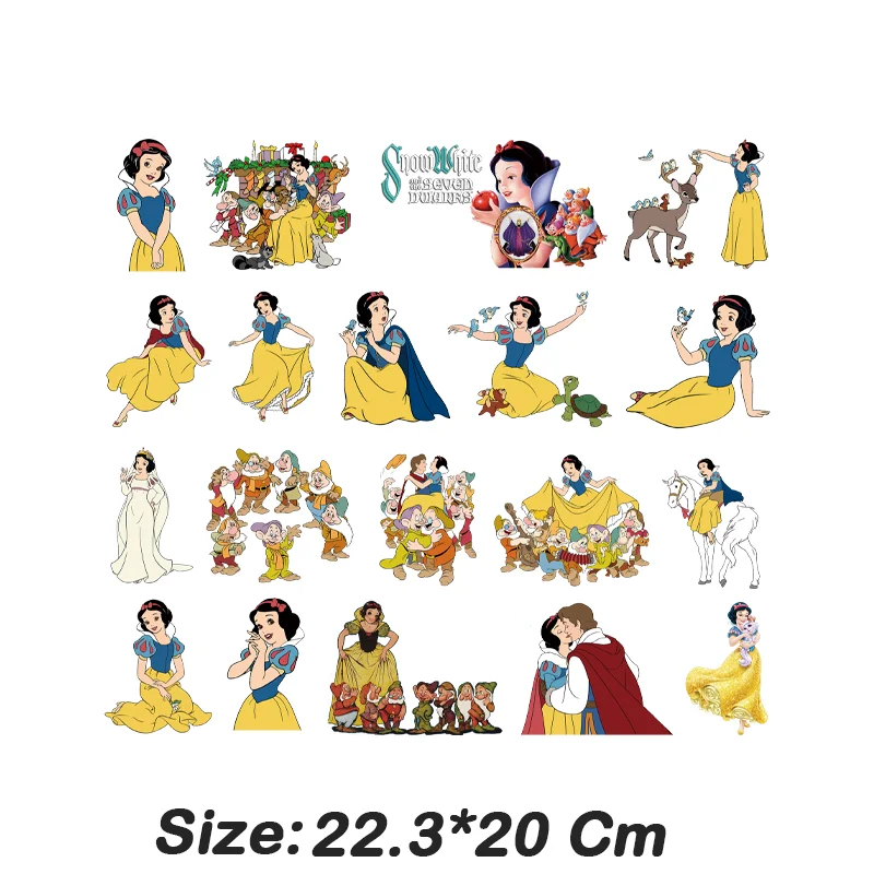 Disney anime Snow White cute pattern print，Heat transfers stickers for clothing，Suitable for Hoodie,T-shirt,pillow,canva bag,etc