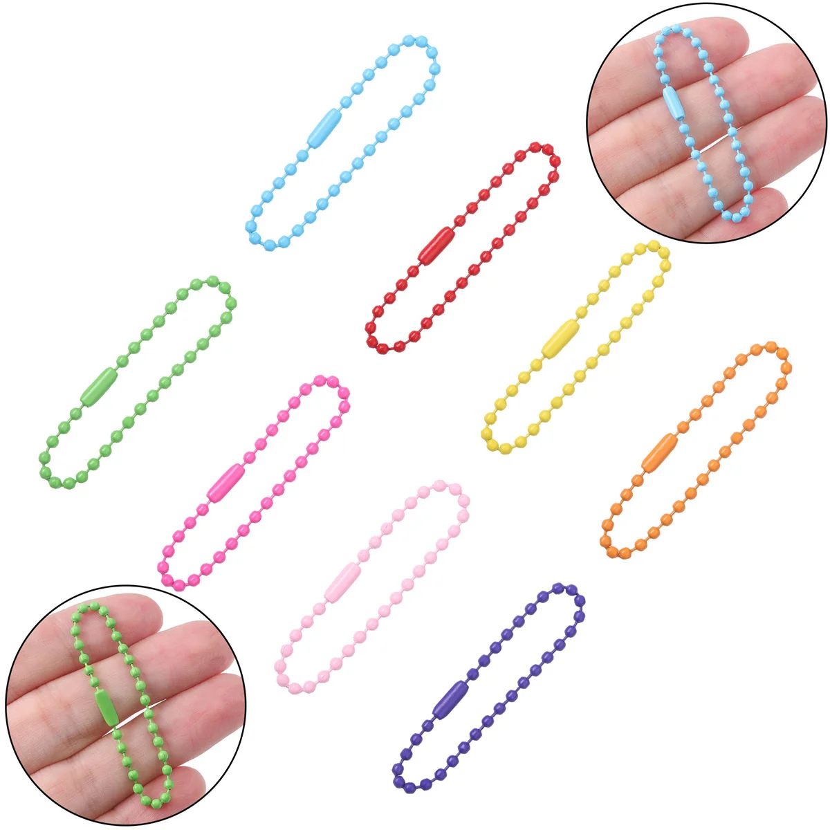 Z25 10 szt. Łańcuszki kulkowe pasujące do breloczków/lalek/etykiet, łączniki do ręcznie robionych bransoletek i biżuterii DIY, 11,5 cm