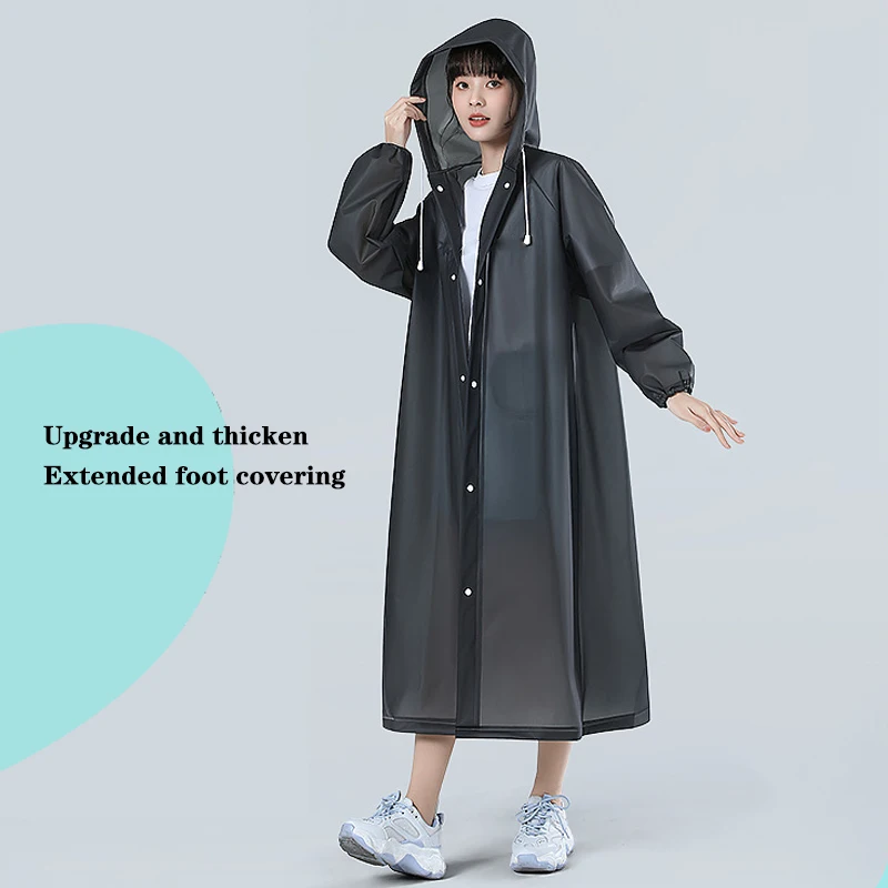 Adult Hooded Poncho One-piece Long Raincoat Reusable Men's And Women's Waterproof Raincoat Outdoor Travel Transparent Raincoat