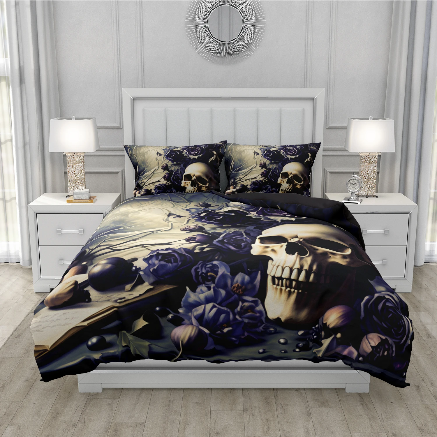 3D Skull Bedding set Duvet/Quilt/Comforter Cover sets human skeleton Bed Linen Halloween King Queen Full Size Gothic Duvet Cover