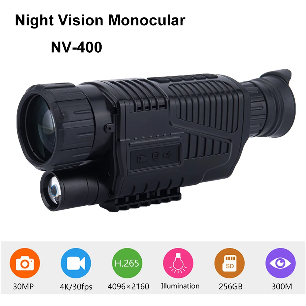 

300M Hunting Night Vision Monocular Camera Range 6.8x 40 30MP 2K 30FPS Video Digital Infrared Goggles Cameras Optics Telescope