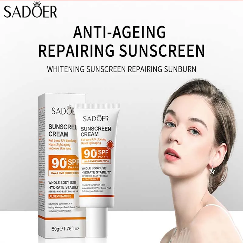 Whitening Sunscreen SPF90+ UV Protection Sun Screen Lsolation Moisturizing Brightening Face Body Arms Thighs Sunblock Skin Care