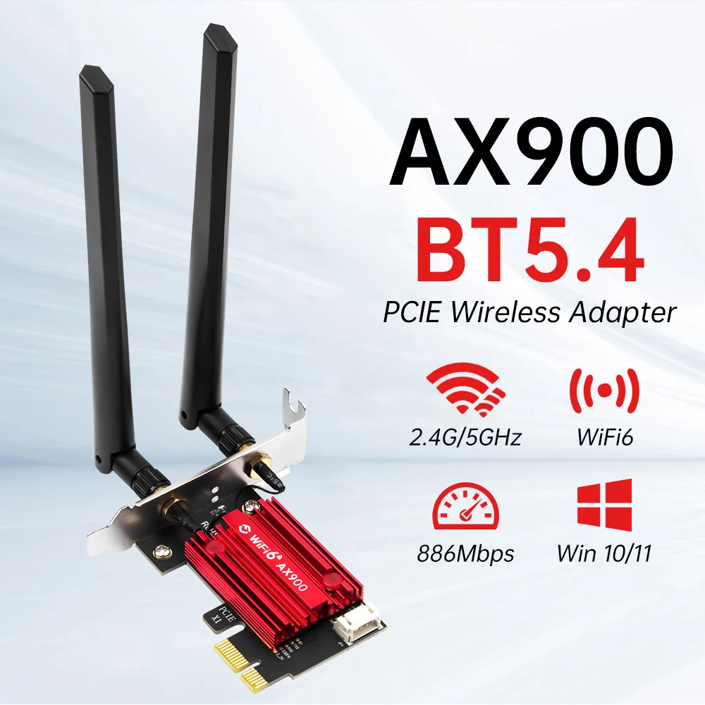 Адаптер FENVI WiFi 6 AX900Pro PCIE, двухдиапазонный, 2,4 ГГц/5 ГГц, Bluetooth 5,4 802.11AX, беспроводная сетевая карта для ПК, Windows 10/11