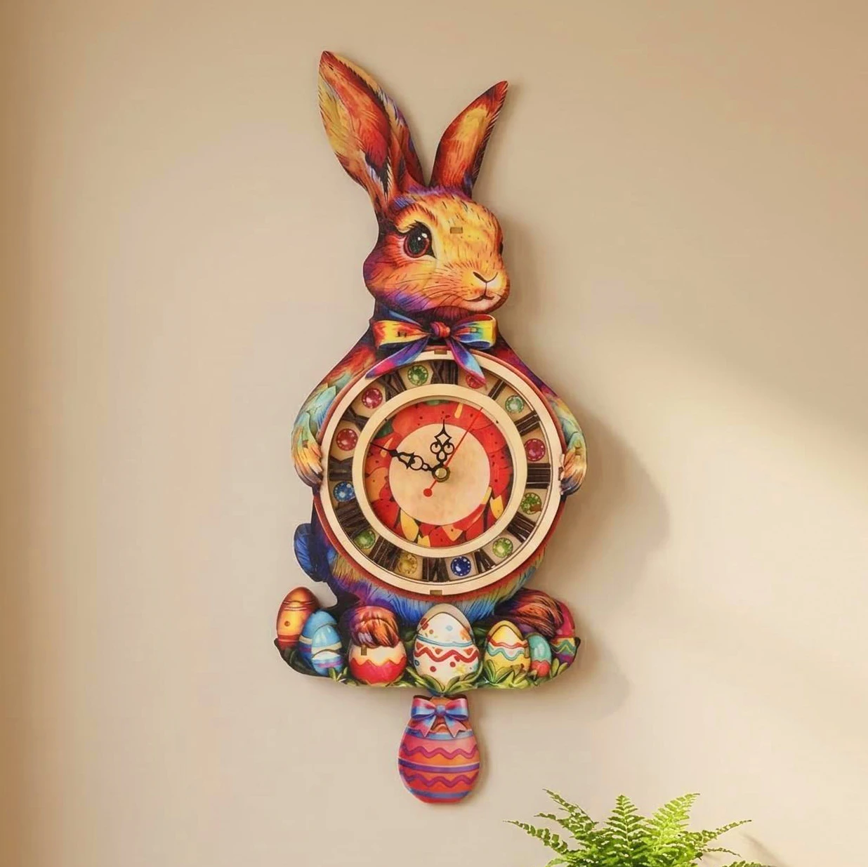 

Easter 3D Puzzle Wooden Bunny Clock Wooden Puzzle Educational Toys Home Decoration Birthday Gift