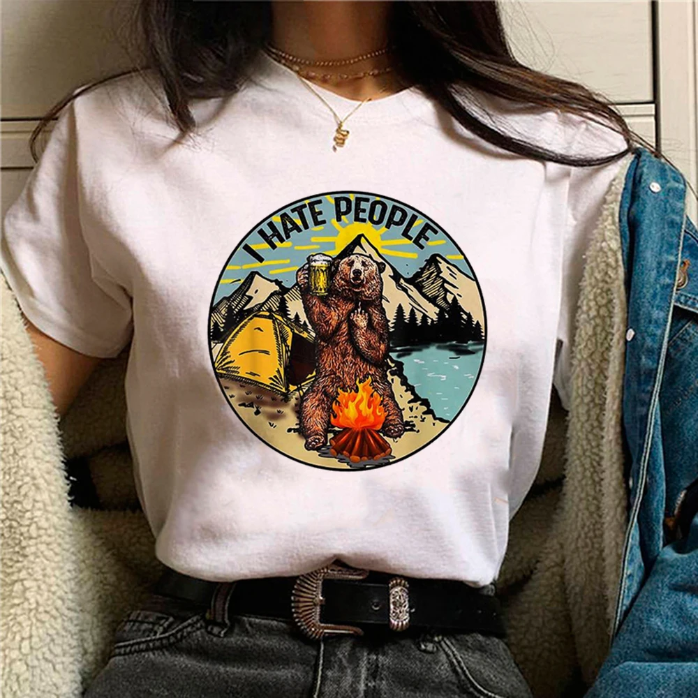 

Bear top women comic streetwear anime t shirt girl graphic streetwear clothes