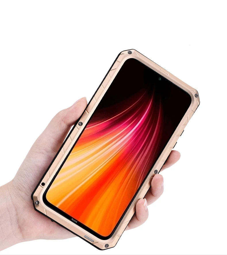 Cell Phone Case For Xiaomi Redmi Note 8 Shockproof Heavy Duty Tank Silicone Aluminum Metal Cover For Redmi Note8 Pro Case