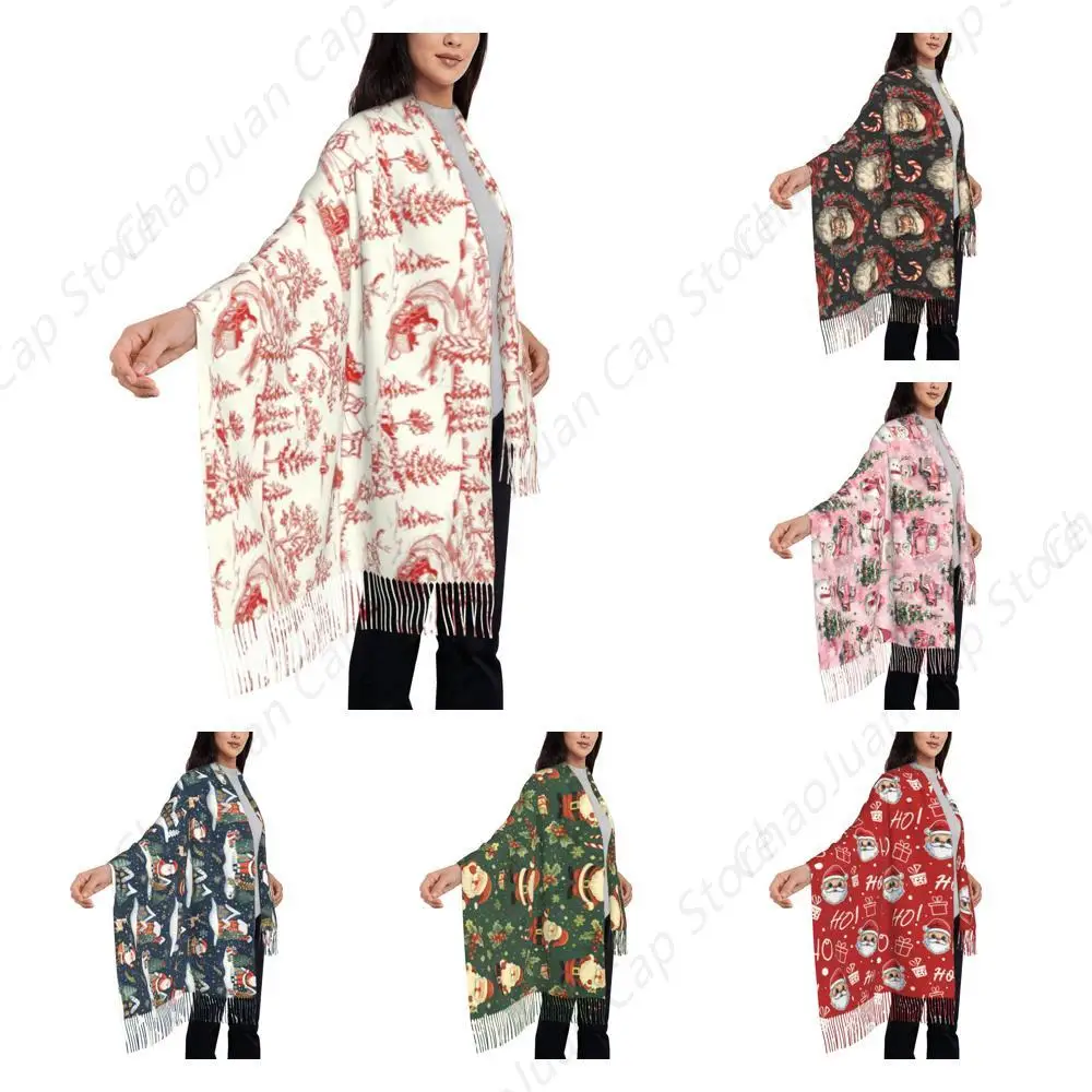 

Модный рождественский шарф для женщин, зимний шарф со снеговиком, мягкий легкий элегантный рождественский женский шарф