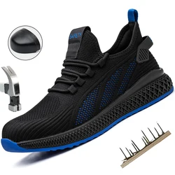 Anti-stab Safety Shoes Men Steel Toe Shoes Puncture Proof Breathable Work Safety Boots Man Construction Work Shoes Male Sneakers