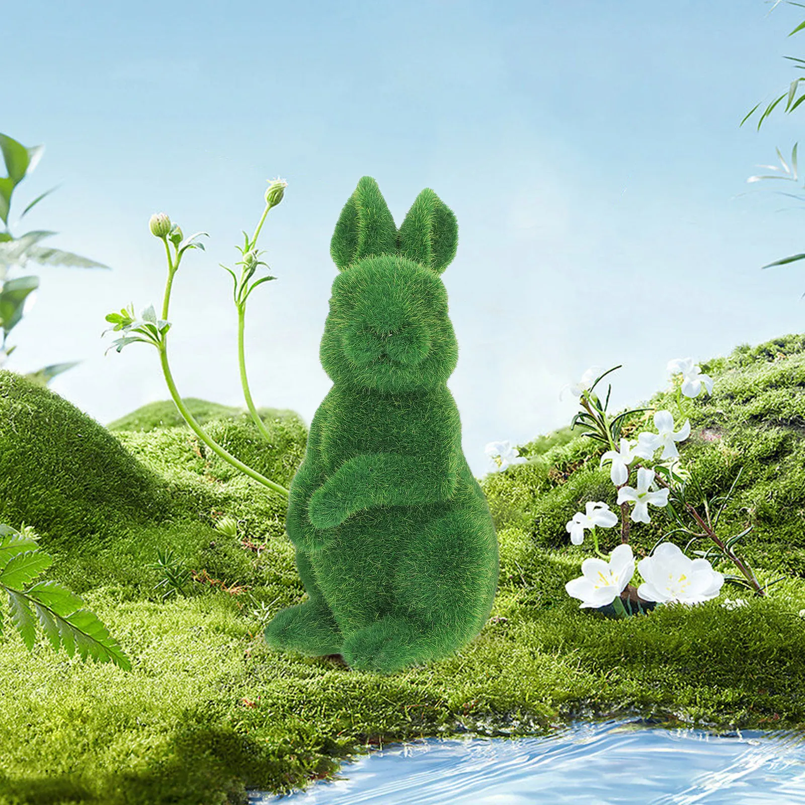 

Resin Flocked Bunny Garden Statue Outdoor Lawn Moss Rabbit Decor Grass Yard Decoration Rabbit Moss Bunny