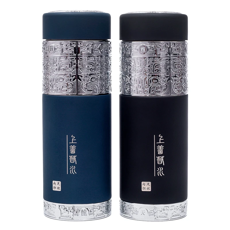 Teapot Thermos Inner Wall Sterling Silver S999 350ml Thermos Mug Stainless Steel Tumbler Thermos Travel Coffee Mug