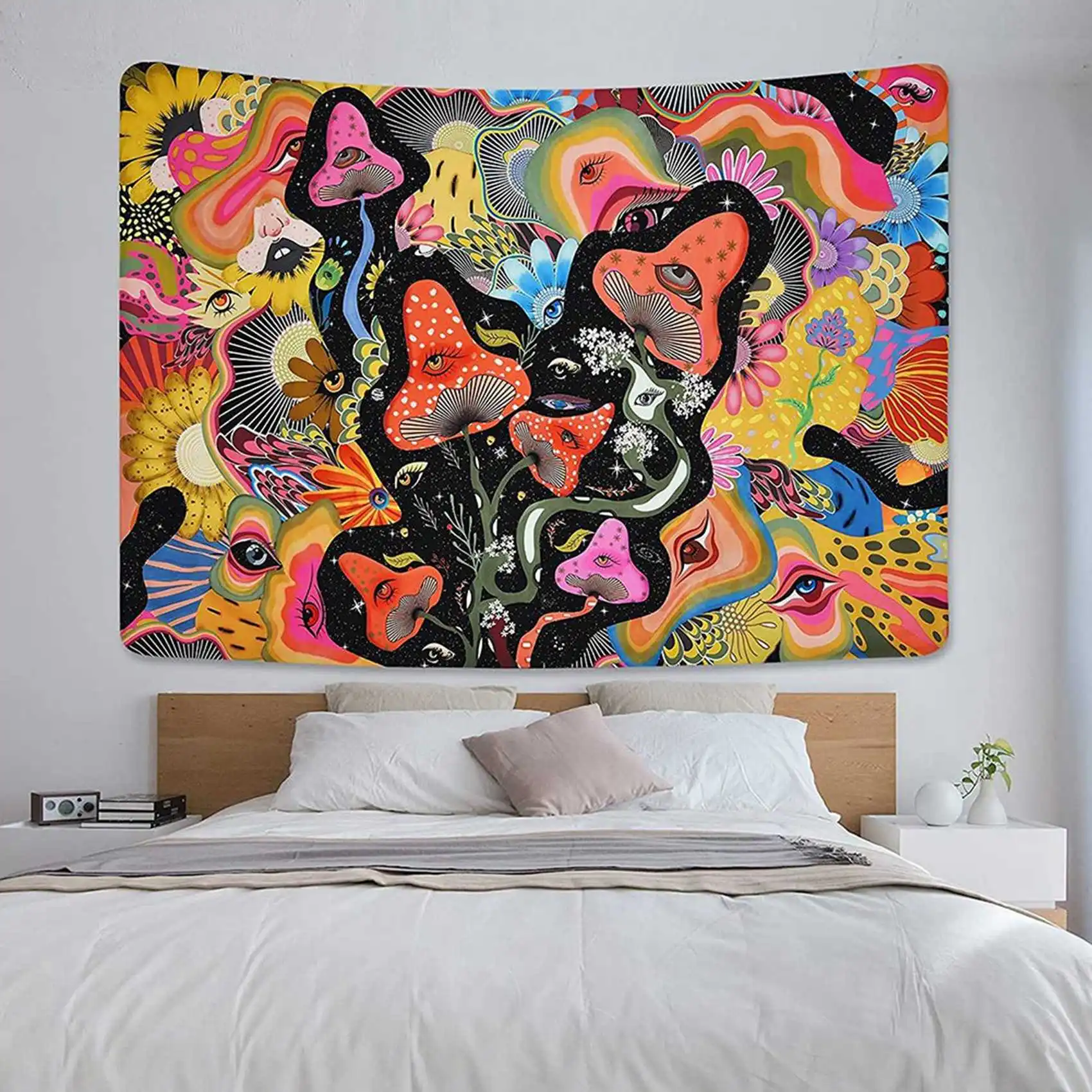Cost Effective Mushroom Tapestry Psychedelic Eyes Tapestries Trippy Tapestry Flowers Tapestry Wall Hanging For Room(59.1 X 78.7