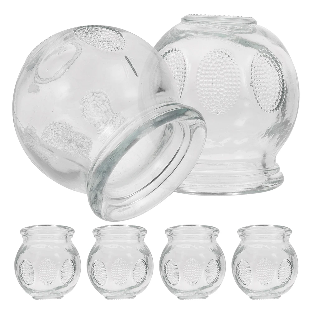 6Pcs Glass Cupping Set Fire Cupping for Back Pain Relief Home Massage Therapy Reusable Glass Cups for Body Joint Comfort and