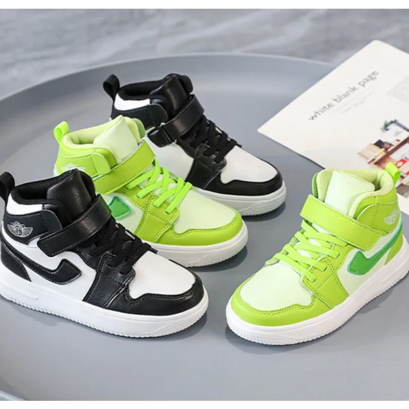 ShoesGreen scarpe da bambino primavera e autunno High-top Sneakers per bambini inverno ragazzi suola morbida scarpe sportive per bambini di medie dimensioni