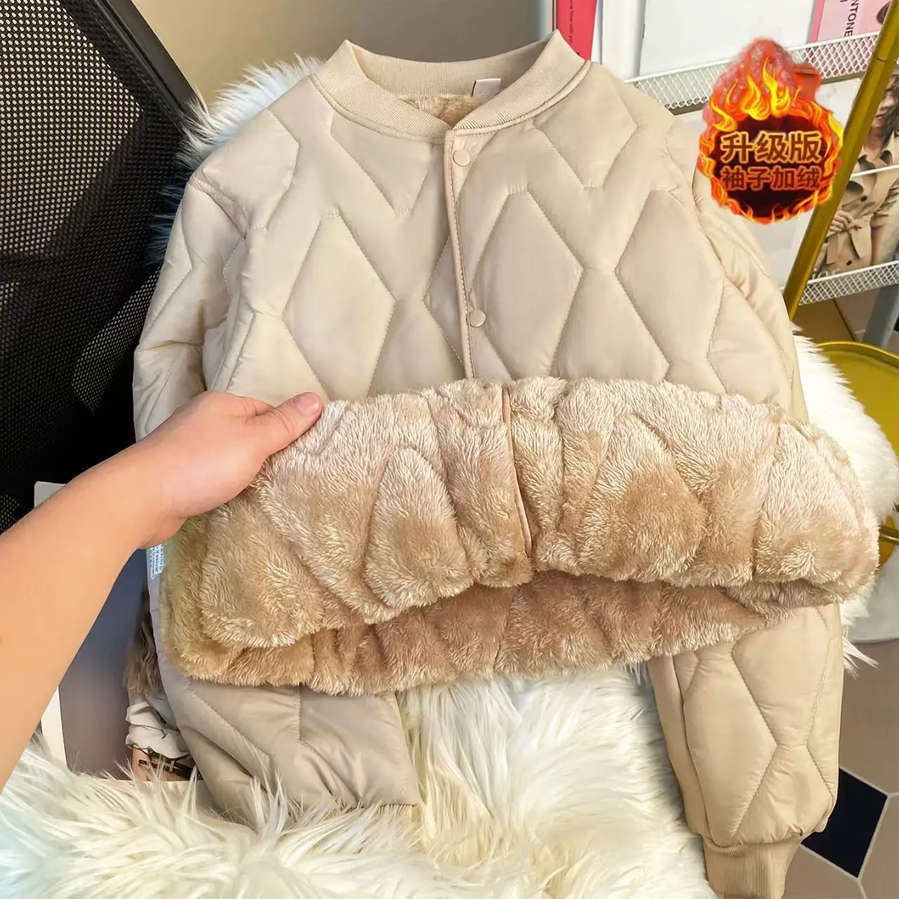 Liner Cotton-Padded Clothes Thickened Warm Down Cotton Jackets Cold-Proof Down Cotton-Padded Clothes Winter Jacket Khaki OutCoat