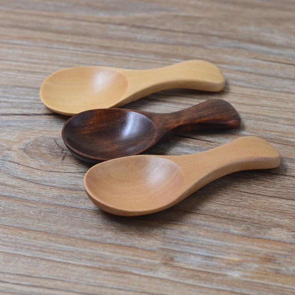 

2pcs Wooden Scoop Spoon Short Handle Eco-Friendly Mini Teaspoon Sugar Salt Spice Coffee Dessert Scooper Natural Wood for Home