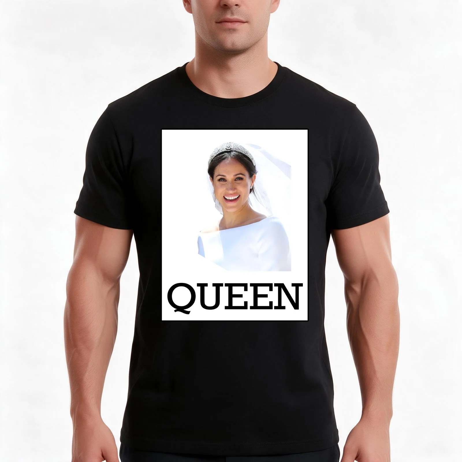 Meghan Markle - Queen T-Shirt, Summer Casual Cotton Tee, Oversized Streetwear Tops, Vintage Graphic Print, Unisex Men Women