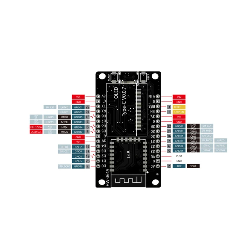 Placa de desarrollo NodeMCU WIFI ESP8266 con pantalla OLED de 0,96 pulgadas módulo controlador CH340 para programación Arduino IDE/Micropython