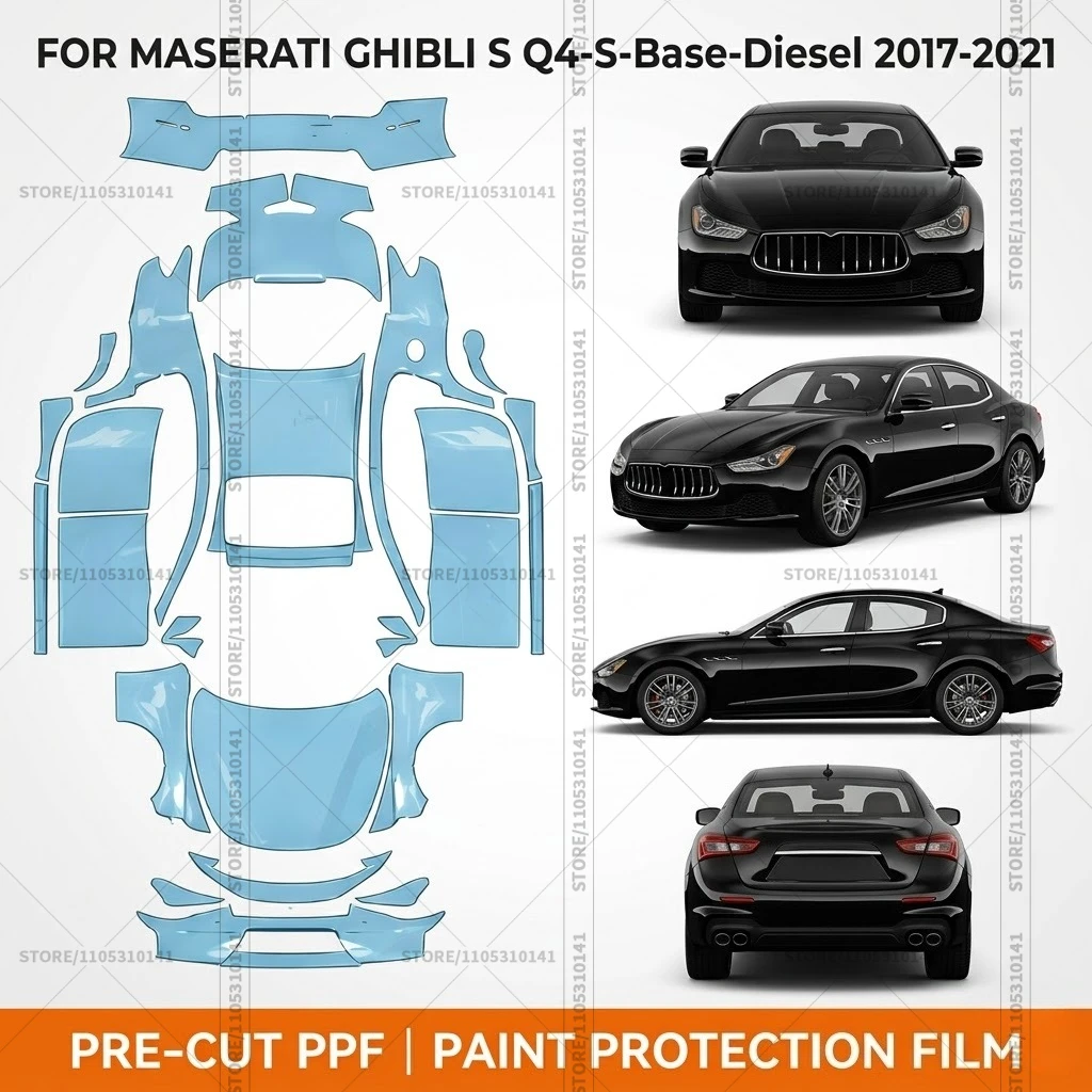 

Предварительно нарезанная защитная пленка PPF, прозрачная защита бампера, прозрачная автомобильная пленка для Maserati Ghibli S Q4-S-Base-Diesel 2017-2021