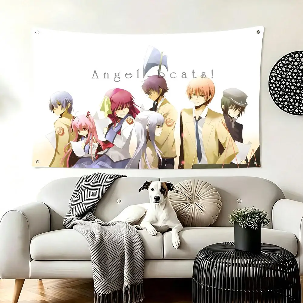 Japanese Anime Angel Beats Flags  For Living Room Home Dorm Decor Wall Outdoor Camping Party Banner Gifts