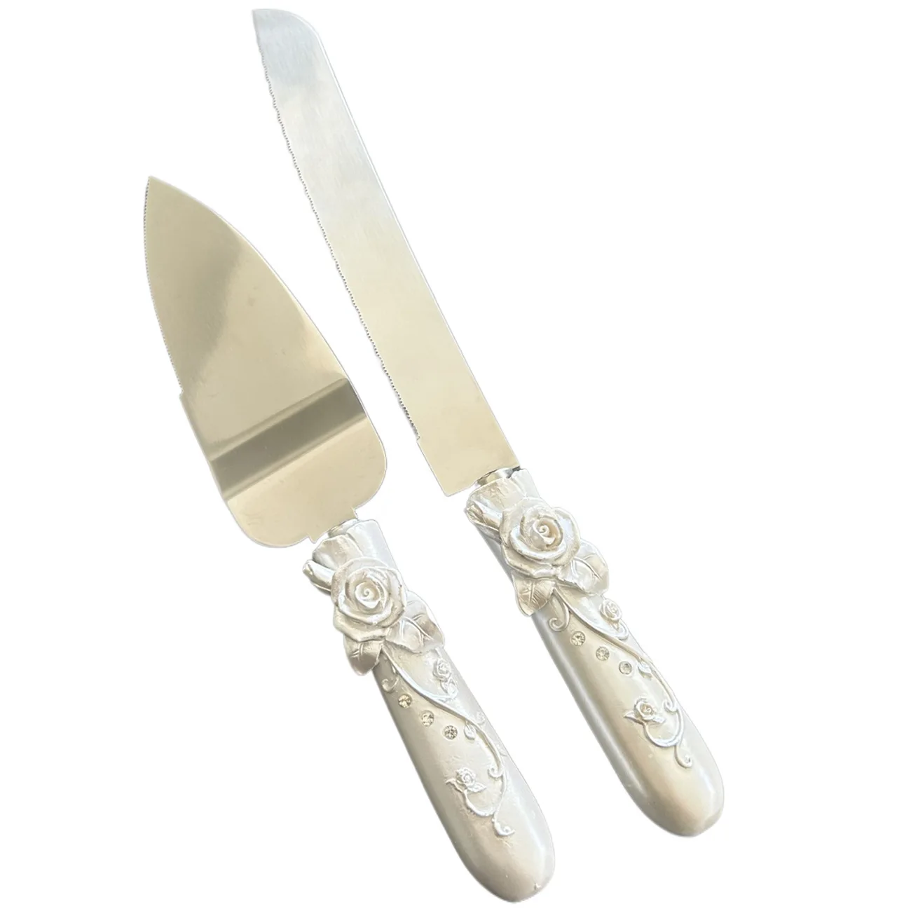 Wedding Cake Knife Shovel Server Set Silverware Stainless Steel Resin Handle Wedding Party Thanksgiving Christmas (rose)