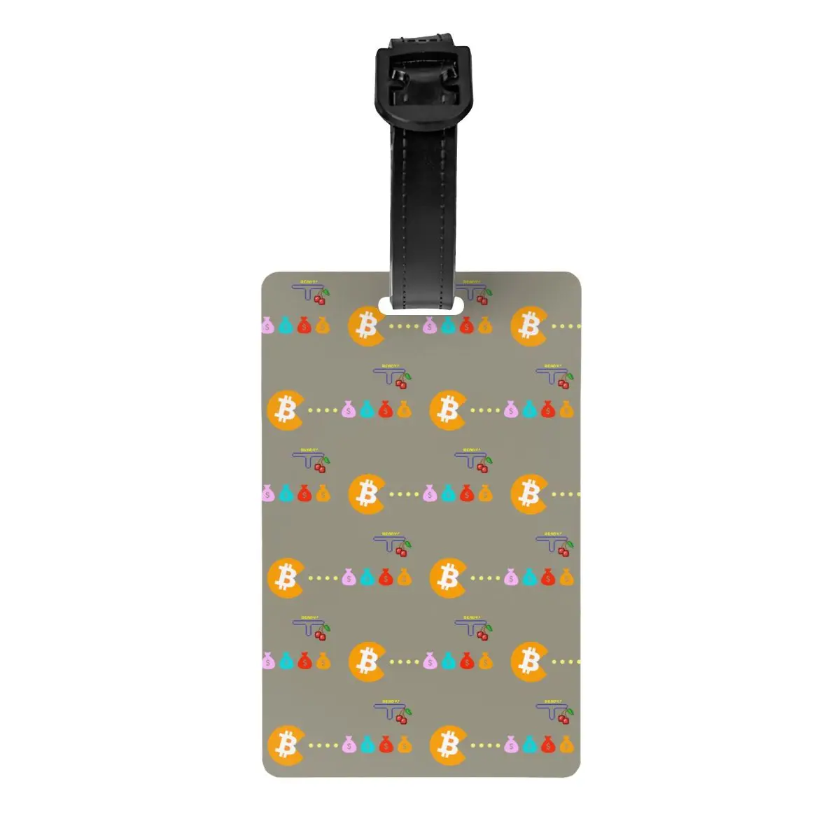 Custom Bitcoin Eats Dollar Luggage Tags for Suitcases Funny Cryptocurrency Wallet Baggage Tags Privacy Cover ID Label