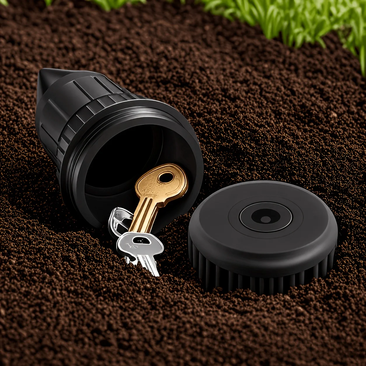 2Pcs Sprinkler Key Storage Set 1 Conical Tube + 1 Cover Realistic Hidden Key Container Waterproof Design Yard Lawn Garden Outdoo
