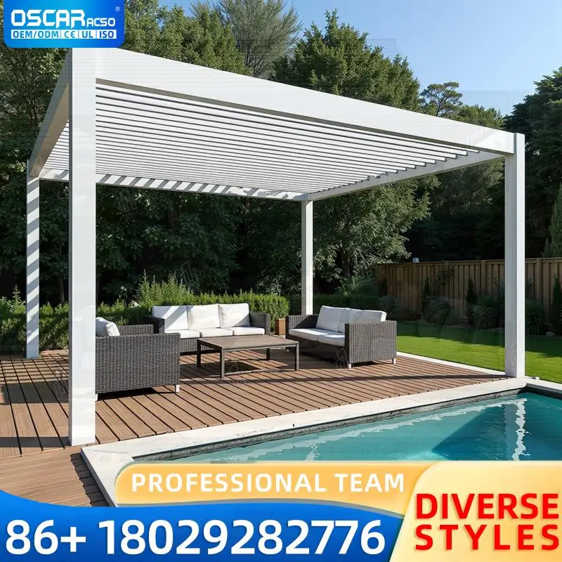 

Motorized Louvered Aluminum Outdoor Patio Pergola Sun Shade for Garden Rainproof Use in Backyard Courtyard pergola