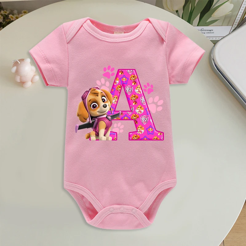 

Paw Patrol Baby Bodysuit Clothes Cartoon Letter A-Z Printing Cotton Jumpsuit Boys Girls Summer Cute Bodysuits Kids Clothes Gifts