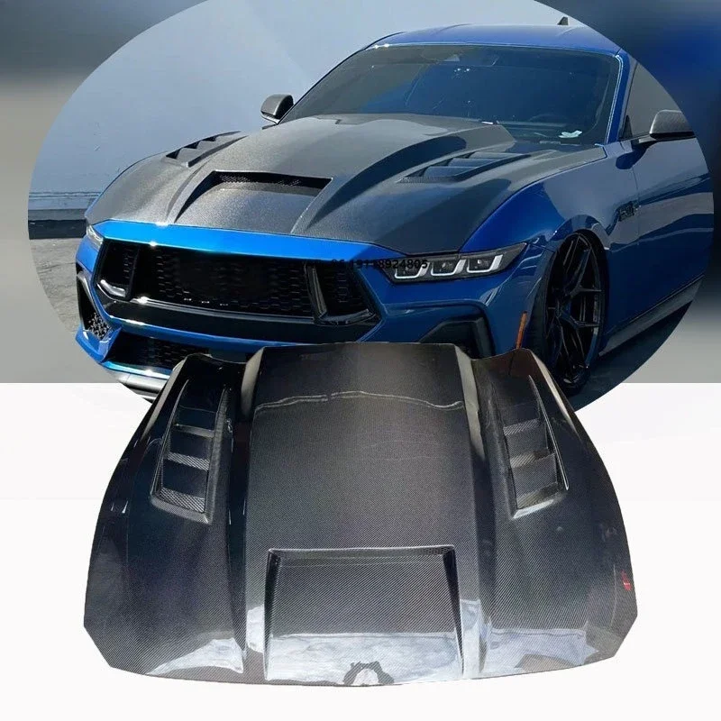 

New Carbon Fiber Hood for Mustang 2024-2025 Front Hood Cover with Bolts-Bolt-On OEM Fitment