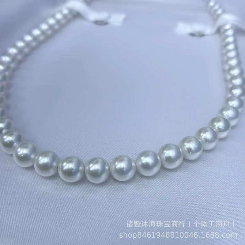8-9mm natural freshwater s925 sterling silver mother-of-pearl necklace