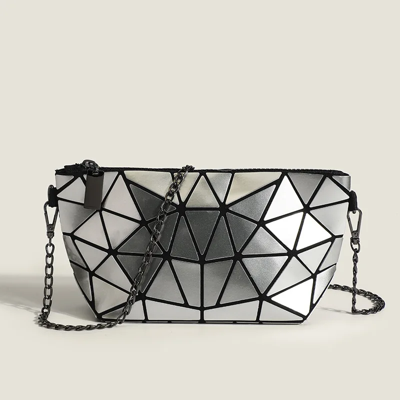 2024 Summer New Niche Design Geometric Luminous Small Bag, Chain Single Shoulder Crossbody Dumpling Bag, Mini Bag Hand Bags