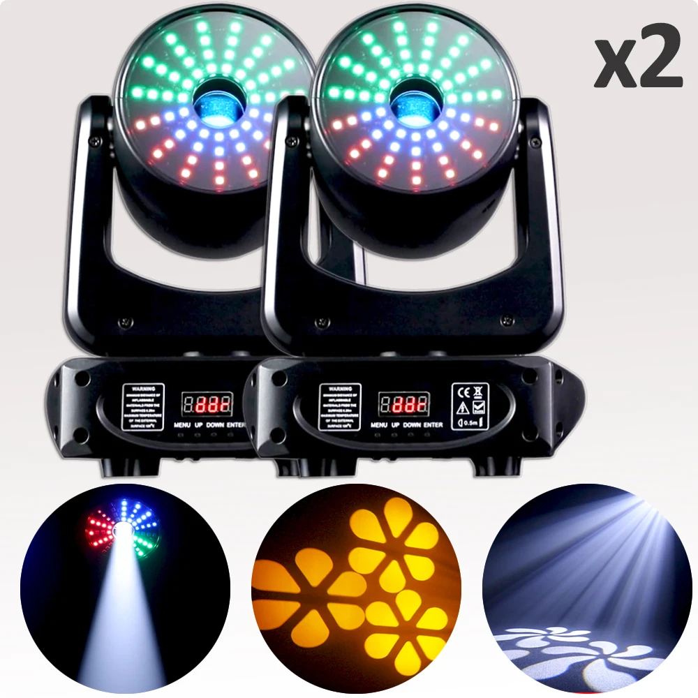 

2Pcs/Lot Mini LED Spot Movind Head Lights 80W Super Bright with light strip DJ Dmx Disco Flash Strobe Wash Party Stage Effects