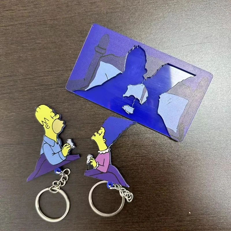 LLavero de pareja de Los Simpsons, colgante de llave de dibujos animados, creativo, personalizado, Kawaii, Disney, Anime, Simpsonss, regalo divertido familiar