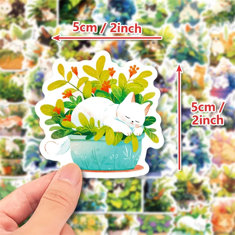 10/30/50PCS Fresh Plant Cat PVC Sticker Aesthetic Decoration Scrapbooking Children\'s Korean Stationery School Supplies for Kids