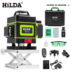 HILDA 4D 16 Lines Laser Level 360 Self-Leveling Horizontal And Vertical Professional Green Line Laser Level with Remote Control