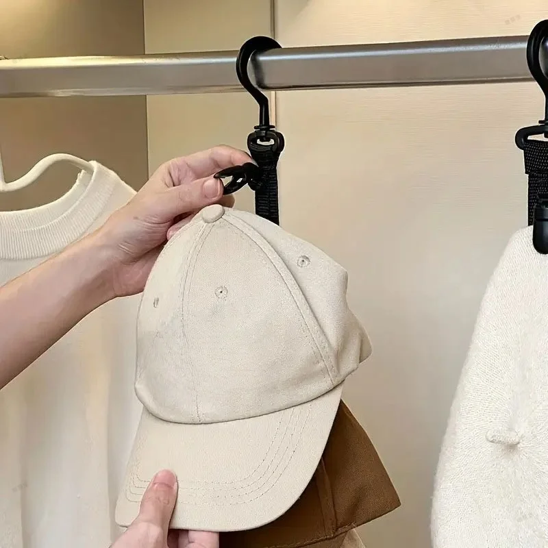 Display for Closet Door and Bedroom Hat Organizer Hat Hanger Baseball Caps Hanging Rope Hat Storage Clips Wardrobe Hat Rack view 3