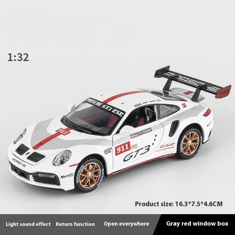 1:32 Porsche 911 GT3 RSR Track Version Alloy Sports Car Diecast Model Sound & Light Toy Home Ornament Children Toy Presents