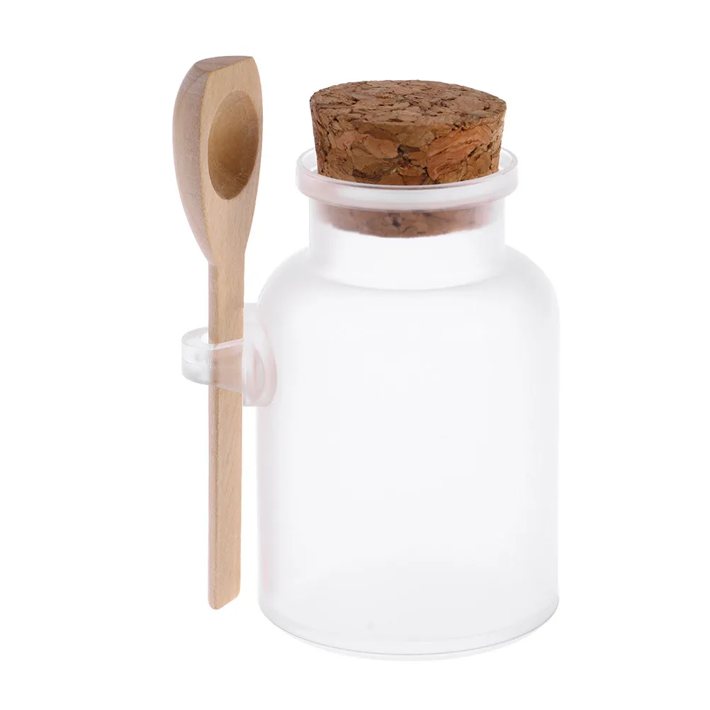 3Pcs Premium ABS Plastic Bath Salt Storage Bottle Subpackaging Container for Spices Cosmetics DIY Skincare with Cork Lid Wooden